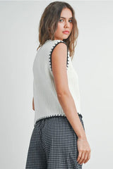 SOLID CAP SLEEVE SWEATER VEST