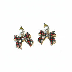 CHRISTMAS PLAID BOW EARRINGS