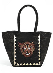 BEADED LION TOTE BAG