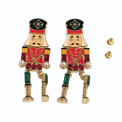 FESTIVE JEWELED NUTCRACKER DANGLE EARRINGS
