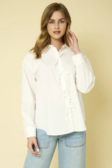 BOW DETAIL OVERSIZED SHIRT TOP