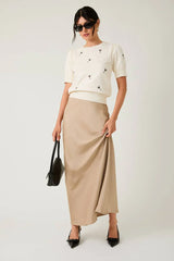 PUFF SLEEVE EMBROIDERED KNIT MARTINI TOP