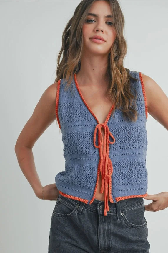 CROCHET TIE FRONT TOP