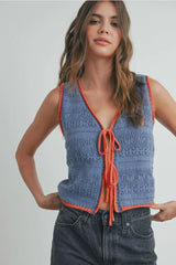 CROCHET TIE FRONT TOP