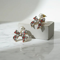 CHRISTMAS  PLAID BOW EARRINGS