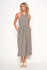 DRA RENZO MUSCLE TANK STRIPE MIDI DRESS