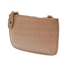 FAUX WIDE WOVEN MINI CROSSBODY WRISTLET CLUTCH