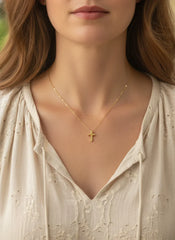 RADIANT SOUL GOLD CROSS NECKLACE