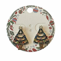 VIBRANT RHINESTONE CHRISTMAS TREE EARRINGS