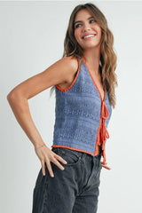 CROCHET TIE FRONT TOP