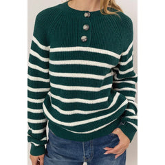STRIPED HENLEY SWEATER