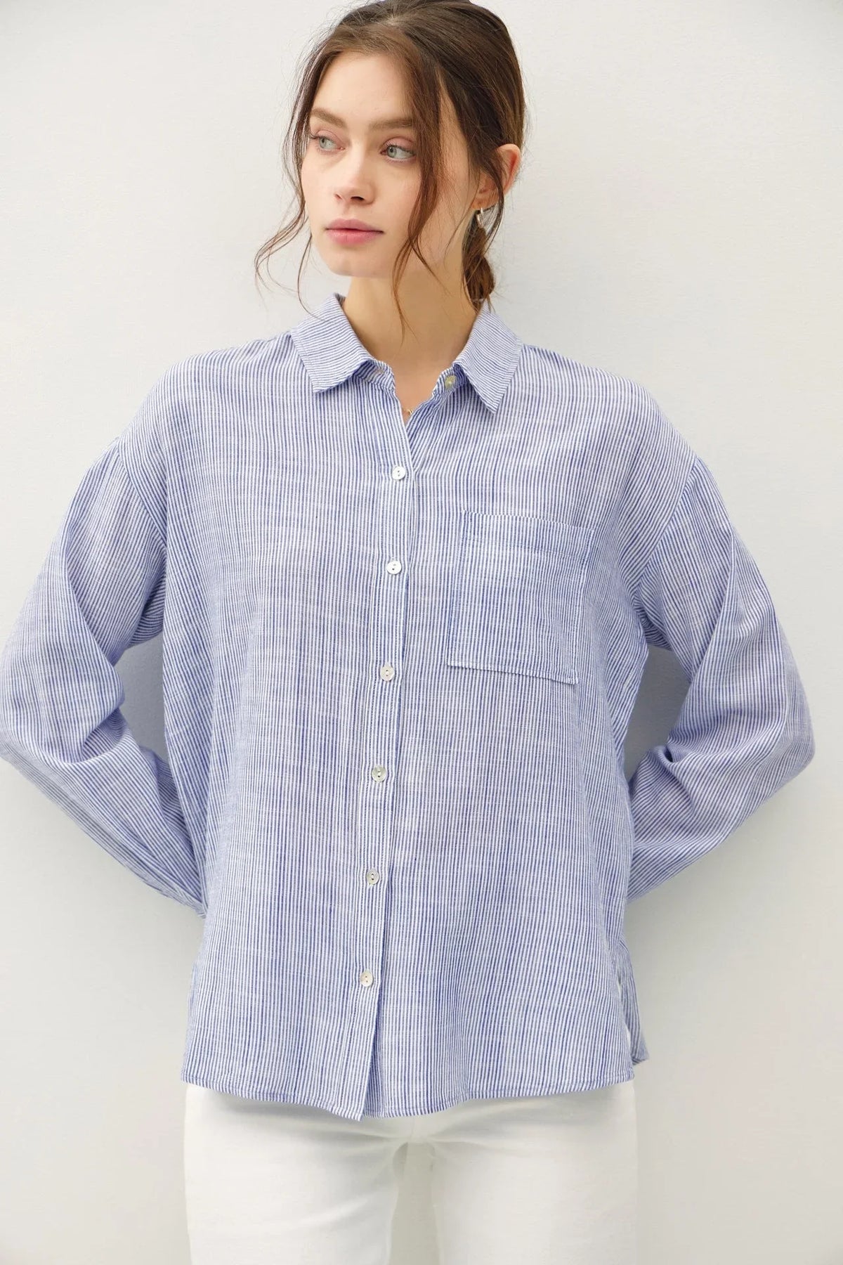 PINSTRIPE BUTTON DOWN SHIRT