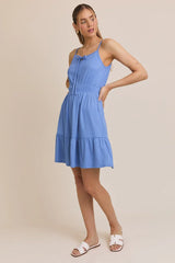 FRONT TIE BOW STRAP MINI DRESS