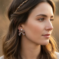 CHRISTMAS  PLAID BOW EARRINGS