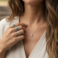 GOLD DAINTY FREE SPIRIT CROSS NECKLACE