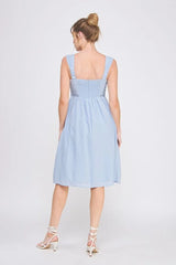 LACE DETAILS WASH TEXTURED WOVEN FITTED DRESS