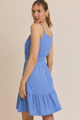FRONT TIE BOW STRAP MINI DRESS