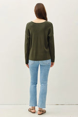 RELAXED V-NECK SWEATER WITH CENTER SEAM
