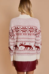 MOCK NECK LONG SLEEVE CHRISTMAS SWEATER