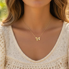 DAINTY GOLD DIPPED BOW NECKLACE