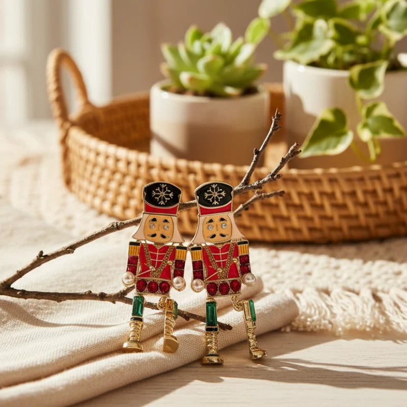 FESTIVE JEWELED NUTCRACKER DANGLE EARRINGS