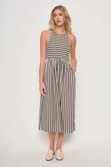 DRA RENZO MUSCLE TANK STRIPE MIDI DRESS