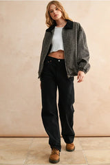 LEOPARD PRINTED BOMBER JACKET