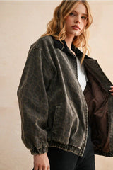 LEOPARD PRINTED BOMBER JACKET