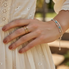 BOHEMIAN ADJUSTABLE GOLD CLOVER RING