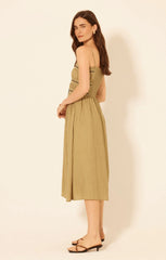 EMMA SLEEVELESS SMOCKED MIDI DRESS