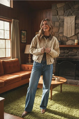 COLLAR CONTRASTED UTILITY JACKET