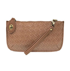 FAUX WIDE WOVEN MINI CROSSBODY WRISTLET CLUTCH