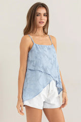 ORGANZA JACQUARD ASYMMETRICAL CAMI TOP