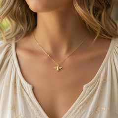18K GOLD BEE ZIRCONIA NECKLACE